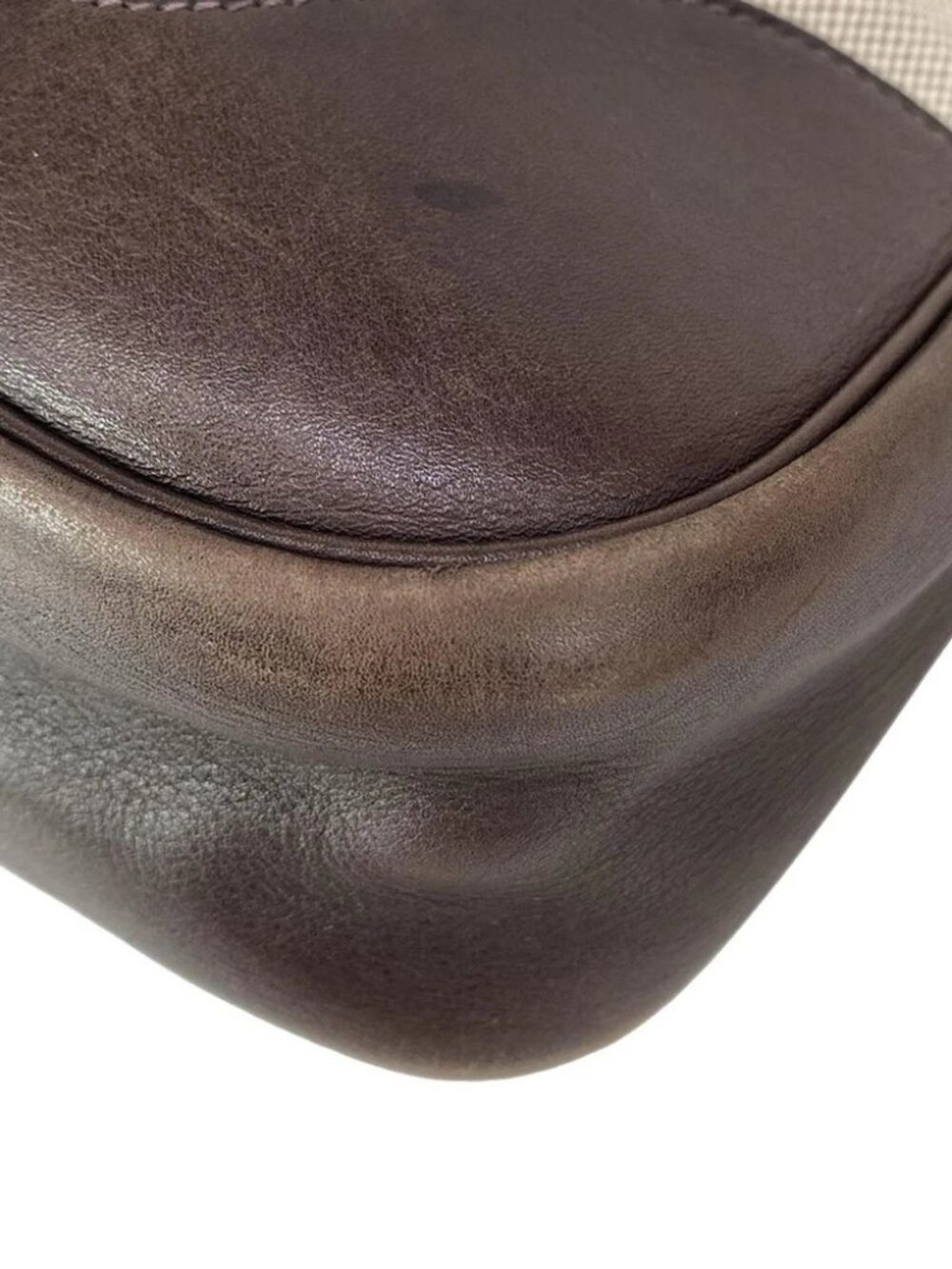 HERMES Trim 31 Cream Dark Brown Toile H Leather Square F Shoulder Bag - Picture 9 of 15